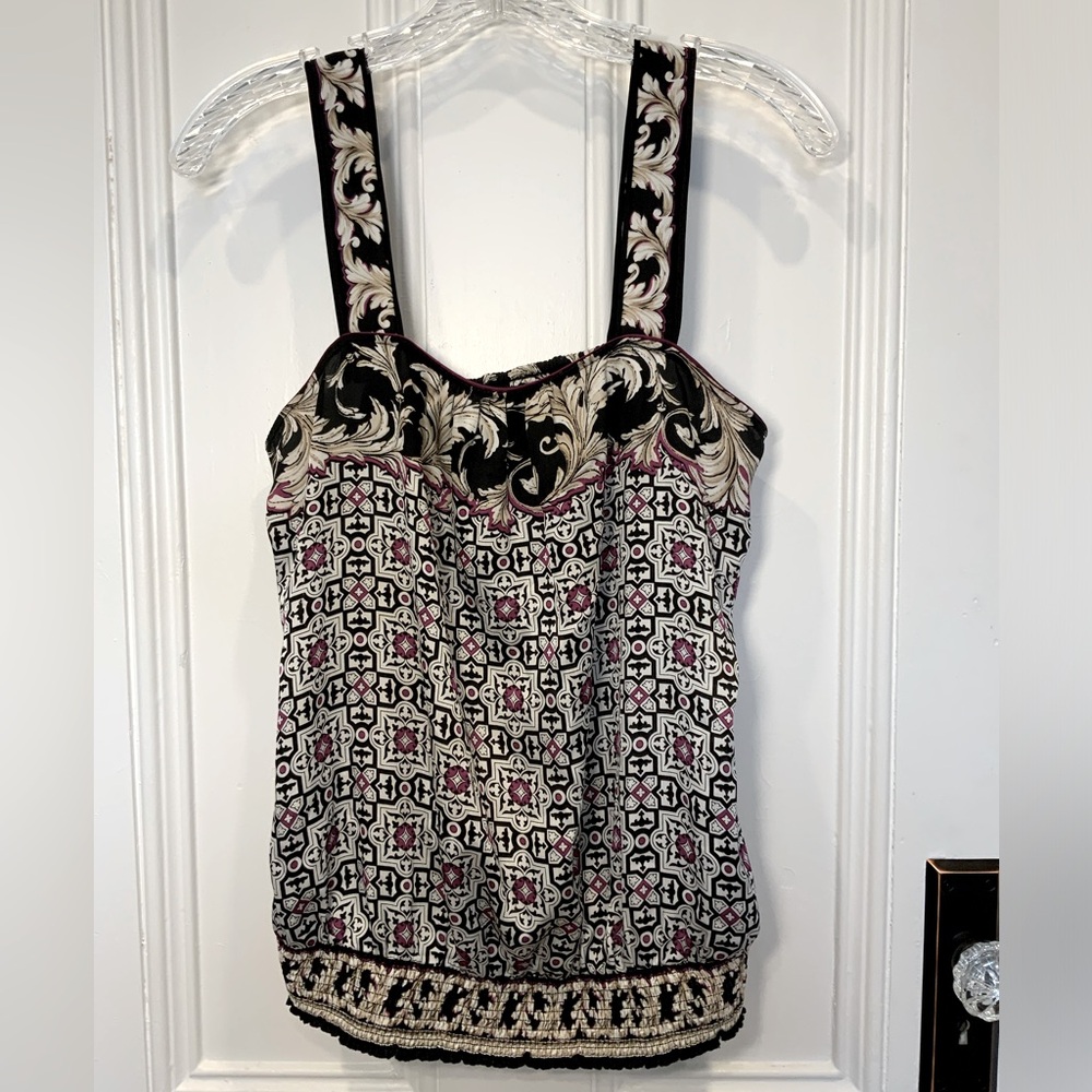 White House Black Market Baroque Patterned Tank Top Blouse - Size M